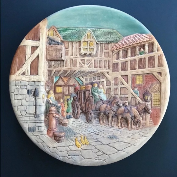 Vintage Other - Vintage 1978 Bossons Reproduction The Arrival Ceramic Art Signed Rustic Western